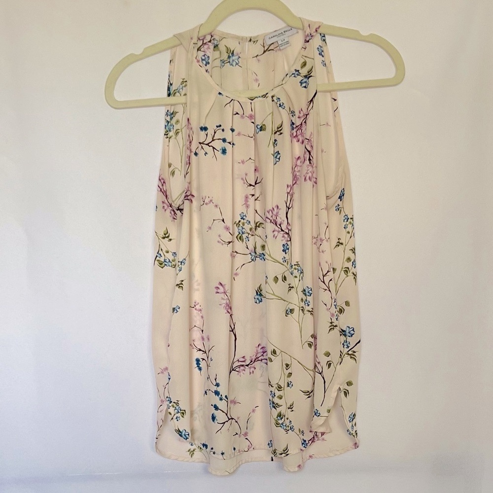 Carolina Belle Cream Floral Print Tank Top